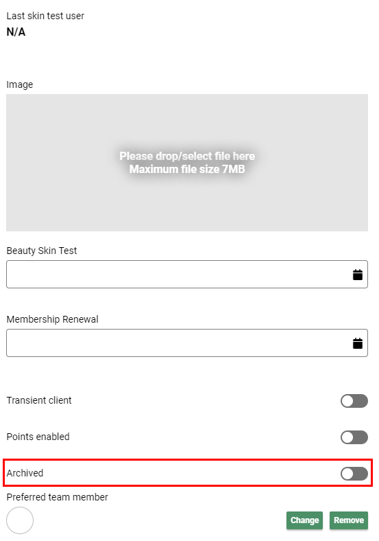 How do I archive/remove a client from active list?